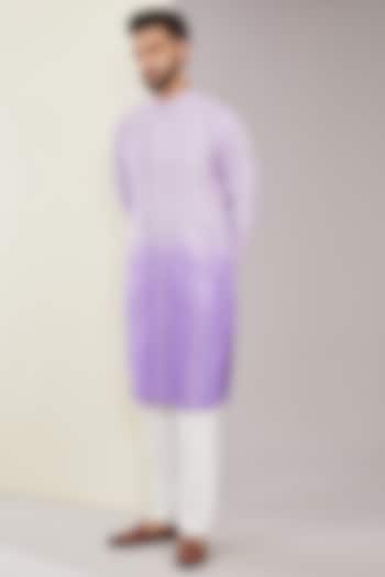 Purple Ombre Silk Mirror & Thread Work Kurta Set by Kasbah Clothing