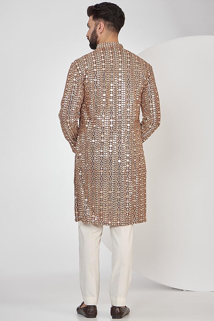 Maroon Georgette Mirror Embroidered Kurta by Kasbah Clothing at Pernia's Pop Up Shop
