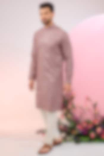 Purple Silk Mirror Embellished Kurta by Kasbah Clothing