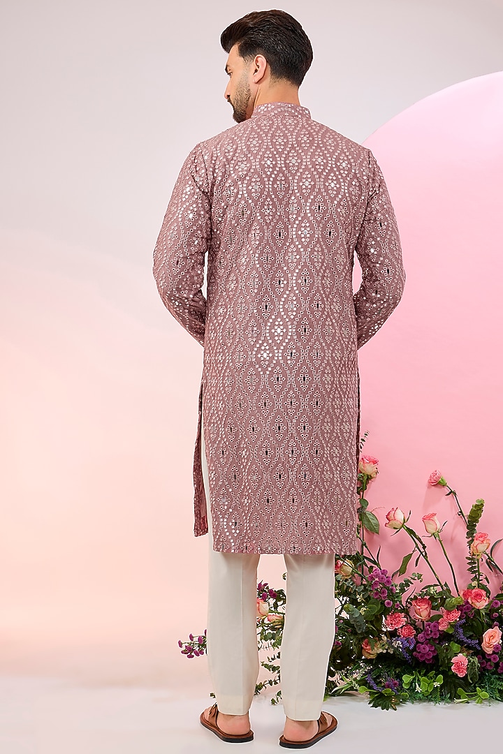Purple Silk Mirror Embellished Kurta by Kasbah Clothing at Pernia's Pop Up Shop