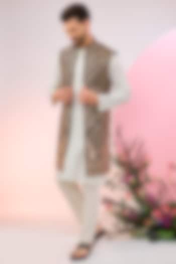 Black Georgette Patchwork Indowestern Jacket by Kasbah Clothing at Pernia's Pop Up Shop