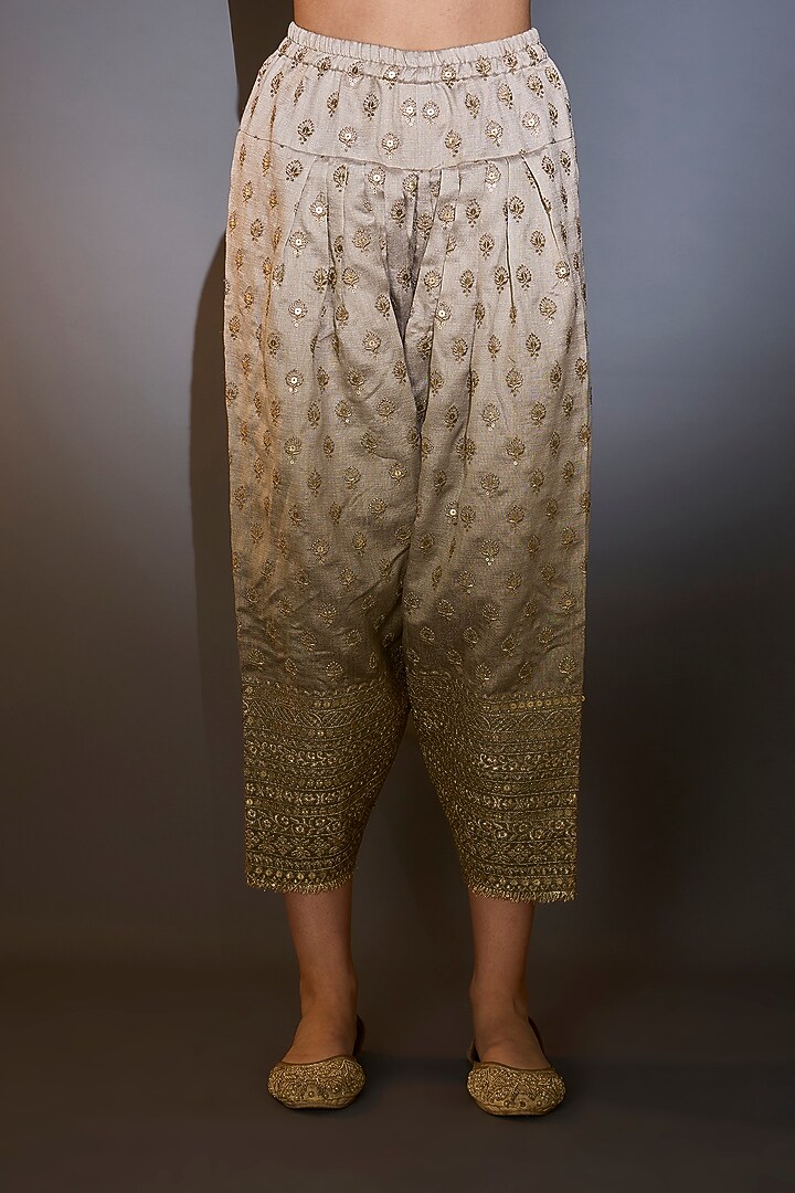 Sage Green Silk Zari & Sequin Embroidered Kurta Set by Kasbah at Pernia's Pop Up Shop