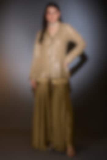 Gold Satin Gharara Set by Kasbah at Pernia's Pop Up Shop