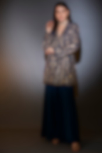 Royal Blue Georgette Wedding Sharara Set by Kasbah at Pernia's Pop Up Shop