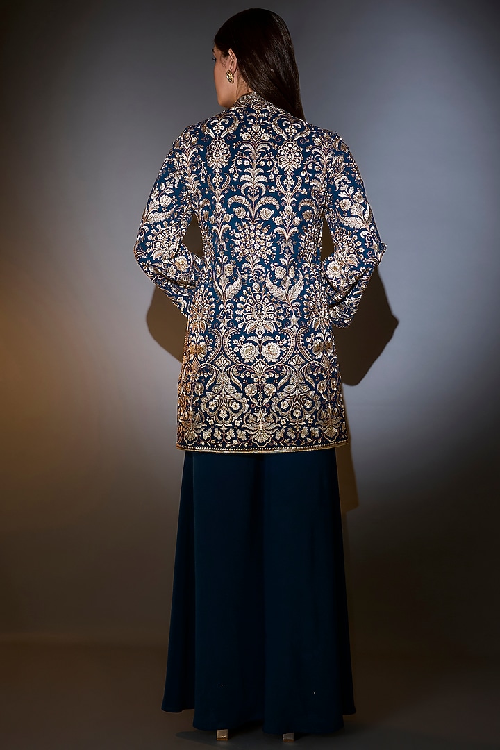 Royal Blue Georgette Wedding Sharara Set by Kasbah at Pernia's Pop Up Shop