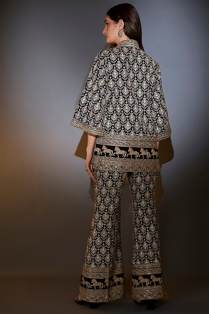 Black Georgette Thread Embroidered Co-Ord Set by Kasbah at Pernia's Pop Up Shop