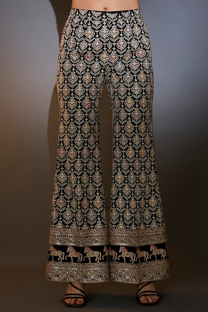 Black Georgette Thread Embroidered Co-Ord Set by Kasbah at Pernia's Pop Up Shop
