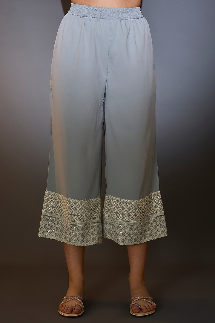Powder Blue Georgette Sequin Embroidered Kurta Set by Kasbah at Pernia's Pop Up Shop