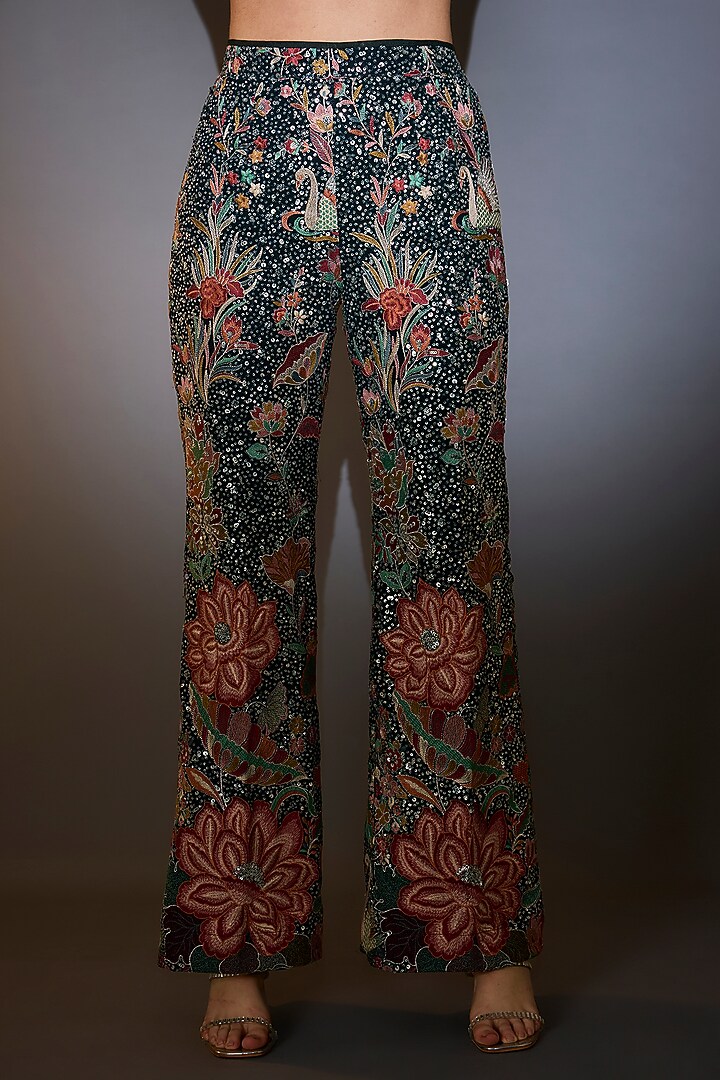 Green Georgette Sequins Embroidered Co-Ord Set by Kasbah at Pernia's Pop Up Shop
