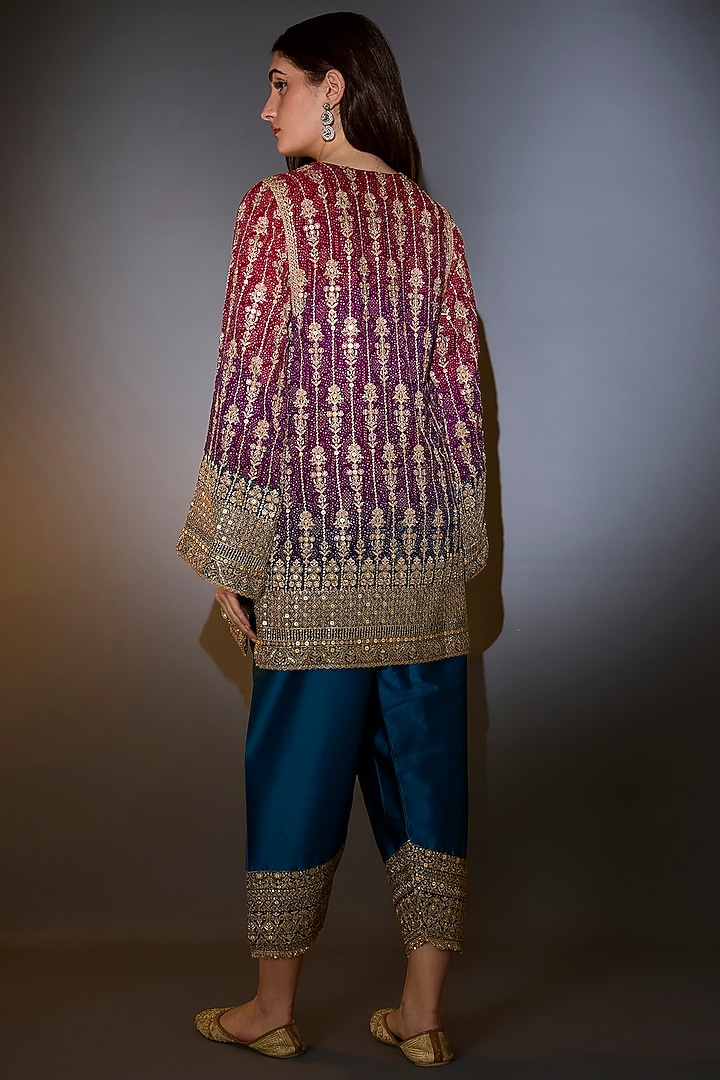 Purple Georgette Hand Embroidered Kurta Set by Kasbah at Pernia's Pop Up Shop