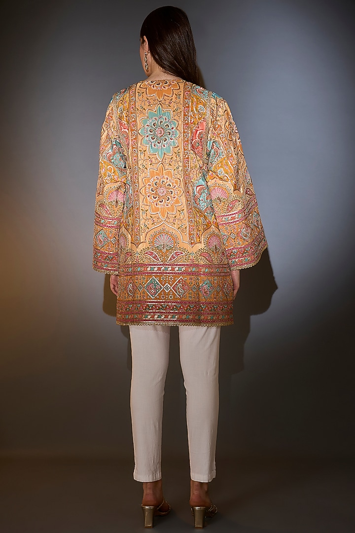 Mustard Crepe Thread Work Tunic by Kasbah at Pernia's Pop Up Shop