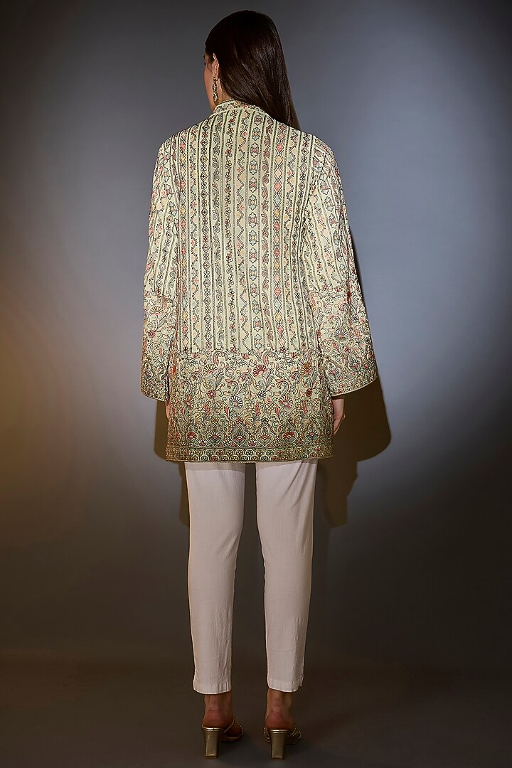 Green Georgette Hand Embroidered Tunic by Kasbah at Pernia's Pop Up Shop