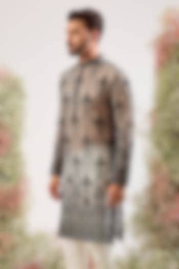 Black Organza Chikankari Embroidered Kurta by Kasbah Clothing at Pernia's Pop Up Shop