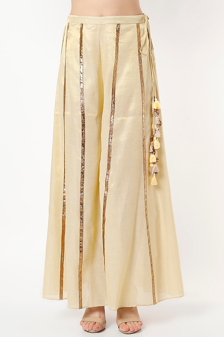 Beige Gota Embroidered Kurta Set by Kashidaa at Pernia's Pop Up Shop