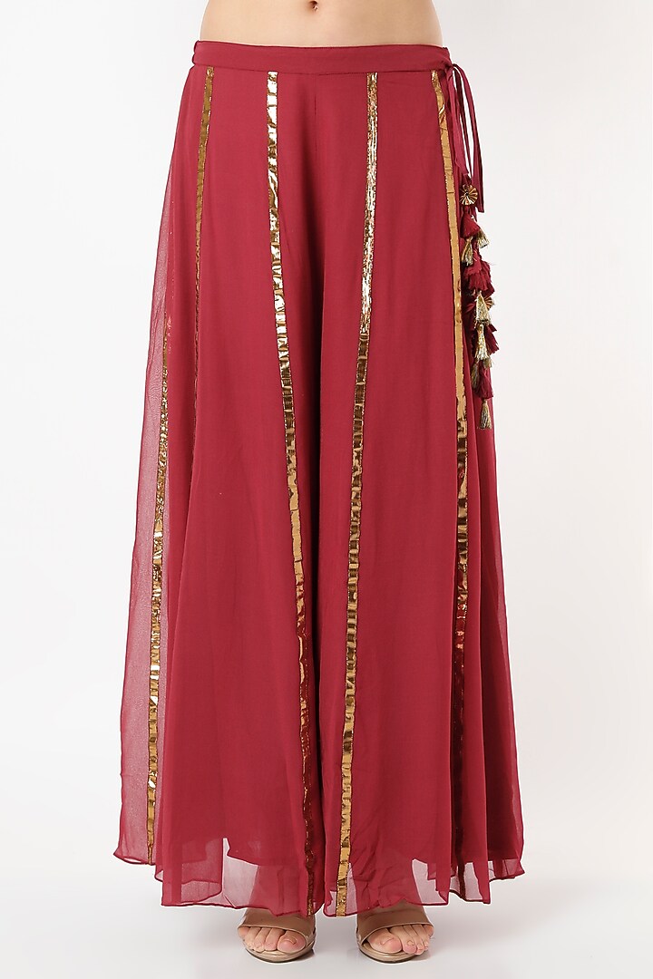 Red Zardosi Embroidered Kurta Set by Kashidaa at Pernia's Pop Up Shop