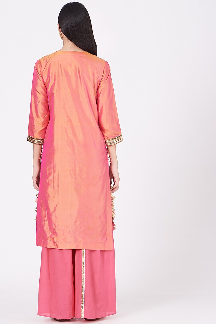 Fuchsia Gota Embroidered Party Wear Sharara Set by Kashidaa at Pernia's Pop Up Shop