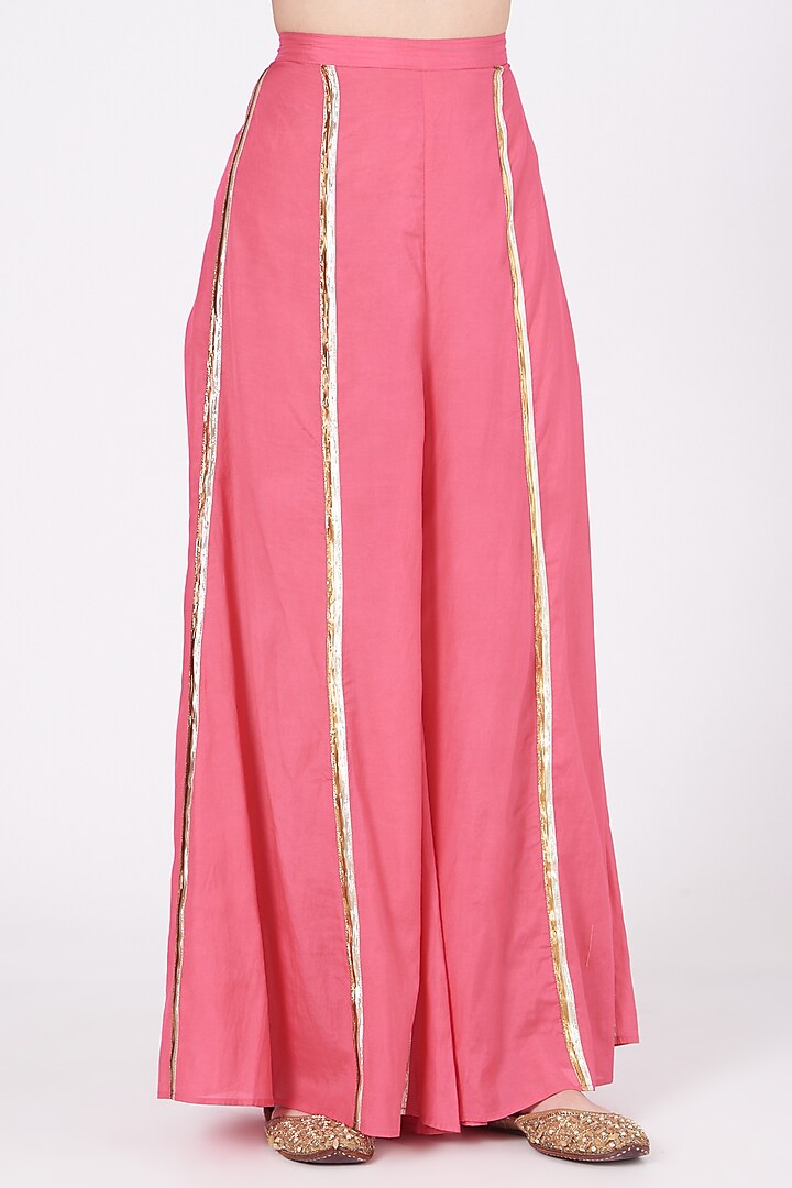 Fuchsia Gota Embroidered Party Wear Sharara Set by Kashidaa at Pernia's Pop Up Shop