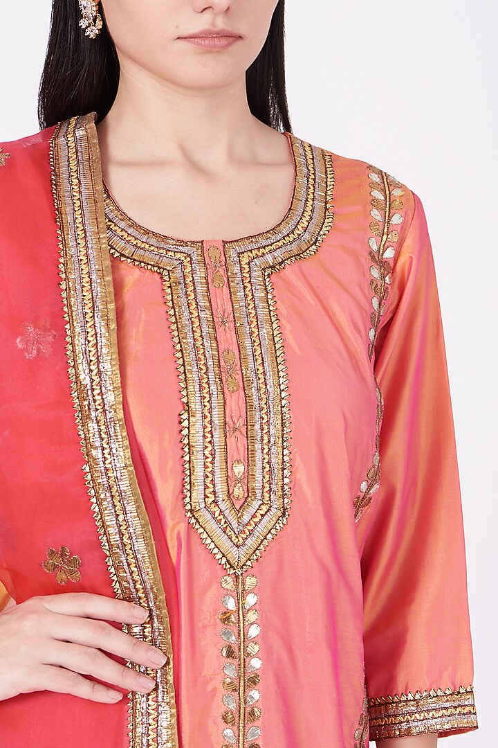 Fuchsia Gota Embroidered Party Wear Sharara Set by Kashidaa at Pernia's Pop Up Shop
