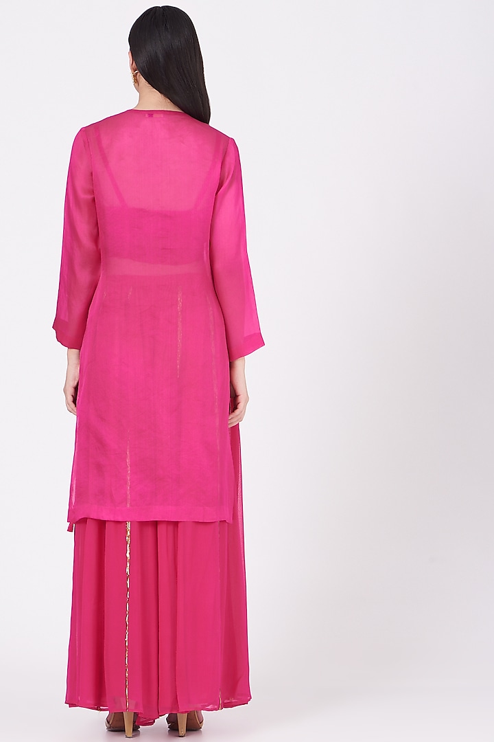 Dark Pink Gota Embroidered Wedding Sharara Set by Kashidaa at Pernia's Pop Up Shop