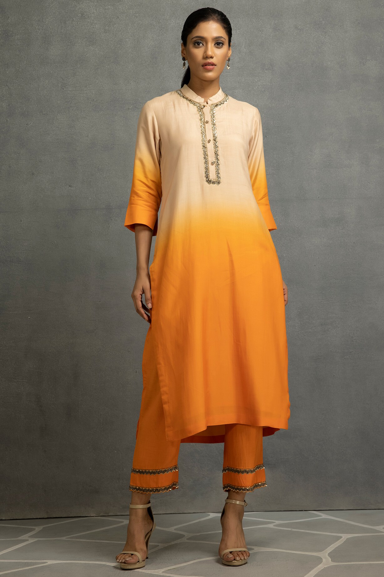 Buy KAKA Menswear Yellow Ombre Embroidered Kurta Set at  Pernia'sPopUpShopMen 2023 in 2023