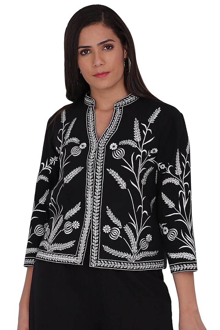 Black Embroidered Co-Ord Set by Kahani Lush at Pernia's Pop Up Shop