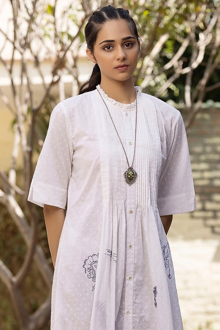 White Embroidered Summer Dress by Kahani Lush at Pernia's Pop Up Shop