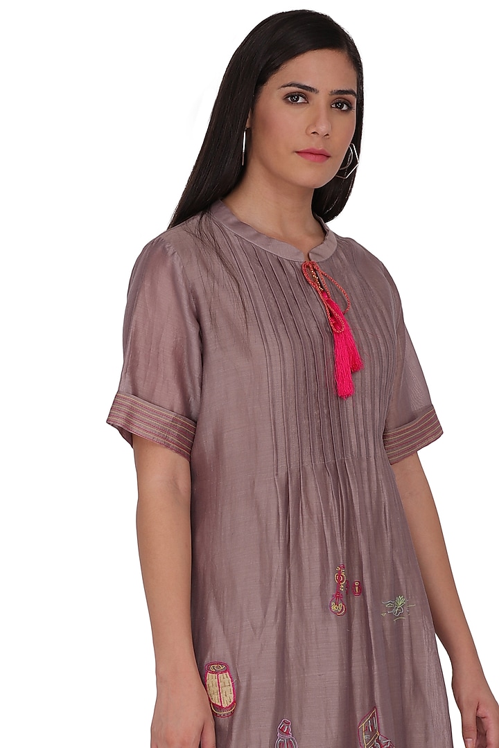 Brown Embroidered Midi Summer Dress by Kahani Lush at Pernia's Pop Up Shop
