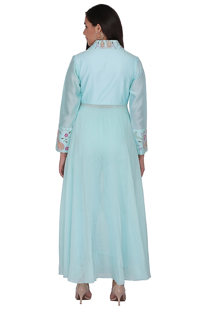 Blue Chanderi Pant Set by Kahani Lush at Pernia's Pop Up Shop