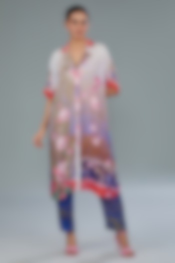 Multi-Colored Cotton Silk Digital Printed Co-Ord Set by Kahani Lush at Pernia's Pop Up Shop