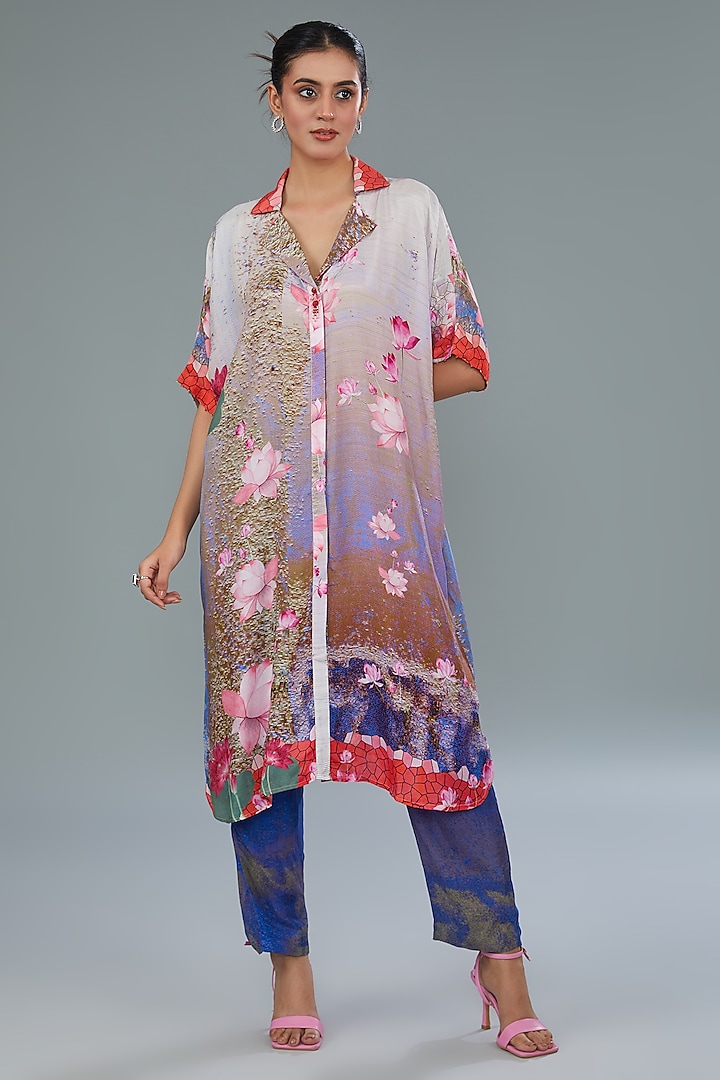 Multi-Colored Cotton Silk Digital Printed Co-Ord Set by Kahani Lush at Pernia's Pop Up Shop