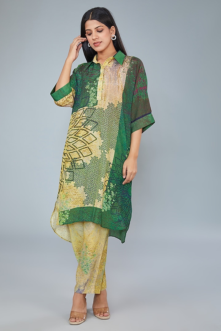 Multi-Colored Cotton Silk Digital Printed Co-Ord Set by Kahani Lush at Pernia's Pop Up Shop