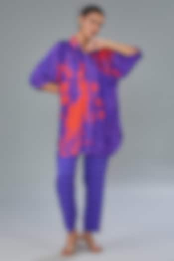 Purple Cotton Silk Digital Printed Co-Ord Set by Kahani Lush at Pernia's Pop Up Shop