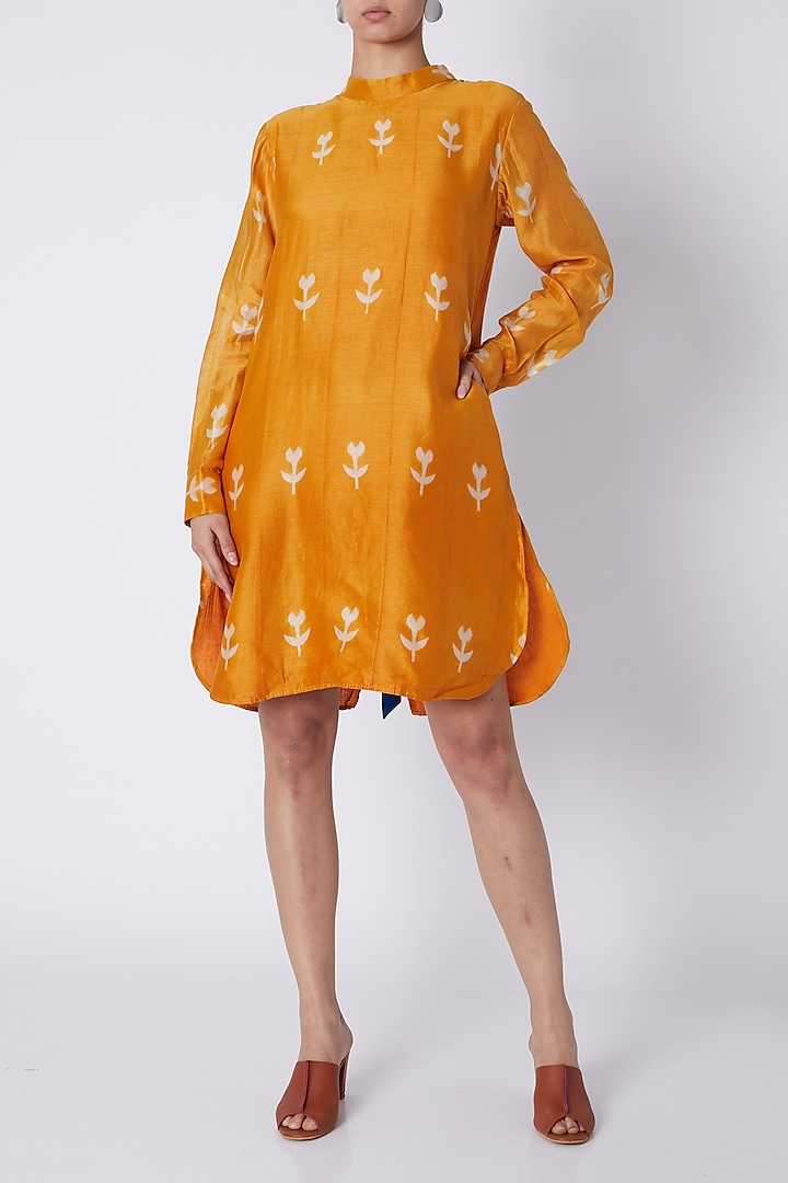 Orange Knee Length Dress With Bows by Ka-Sha
