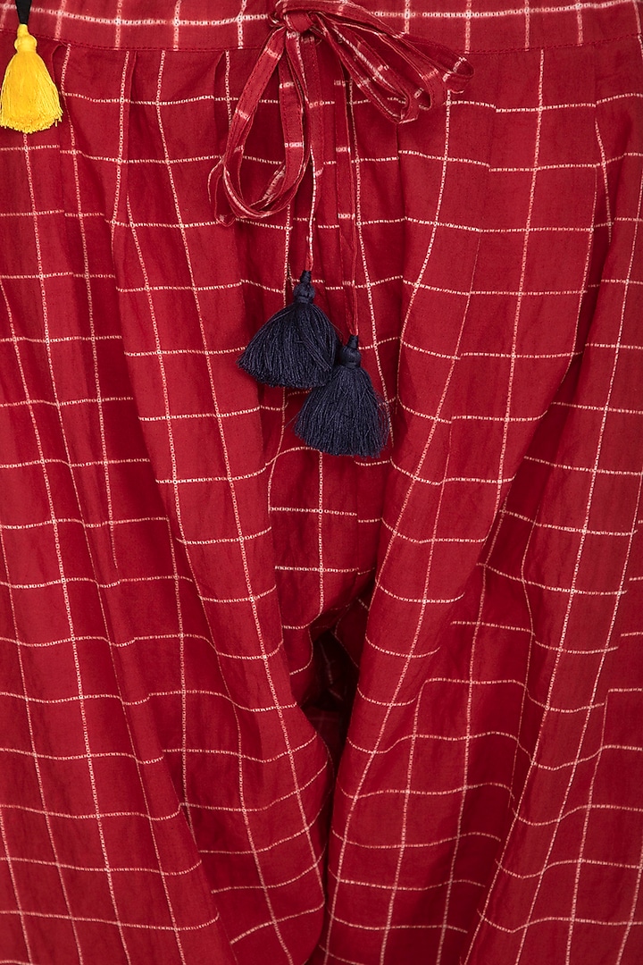 Red Cotton Salwar Pants by Ka-Sha at Pernia's Pop Up Shop