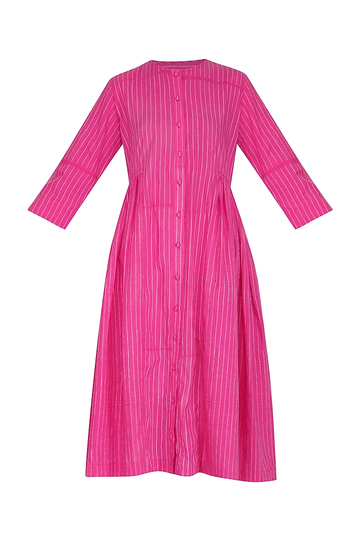 Pink Stitch Dye Pleated Dress by Ka-Sha