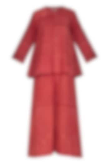 Red Tie-Dye Layered Jumpsuit by Ka-Sha