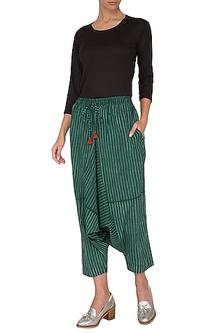Emerald Green Low Crotch Pants by Ka-Sha