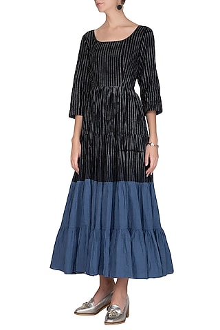 Black Embellished Tie-Dye Dress by Ka-Sha