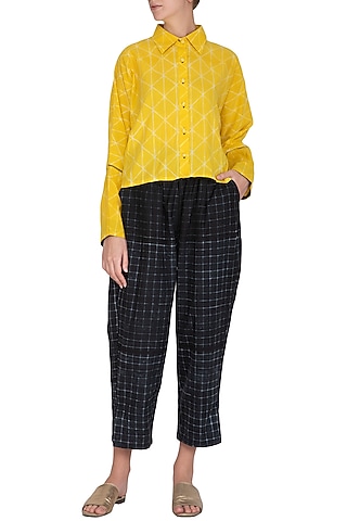 Black Cotton Salwar Pants by Ka-Sha