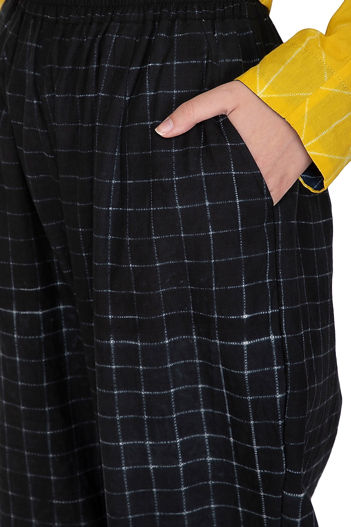 Black Cotton Salwar Pants by Ka-Sha at Pernia's Pop Up Shop