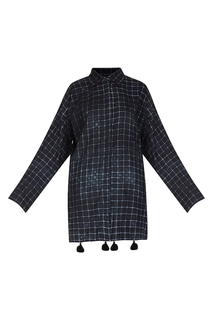 Black Stitch Dyed Shirt by Ka-Sha at Pernia's Pop Up Shop