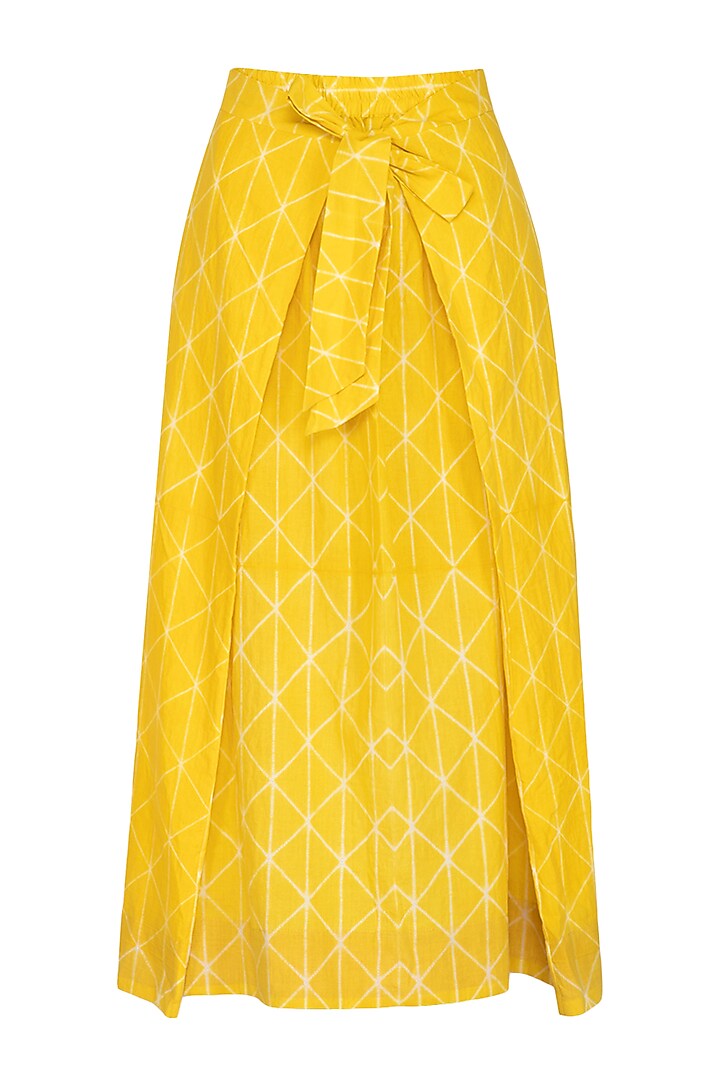 Yellow Flap Tie-Up Skirt by Ka-Sha