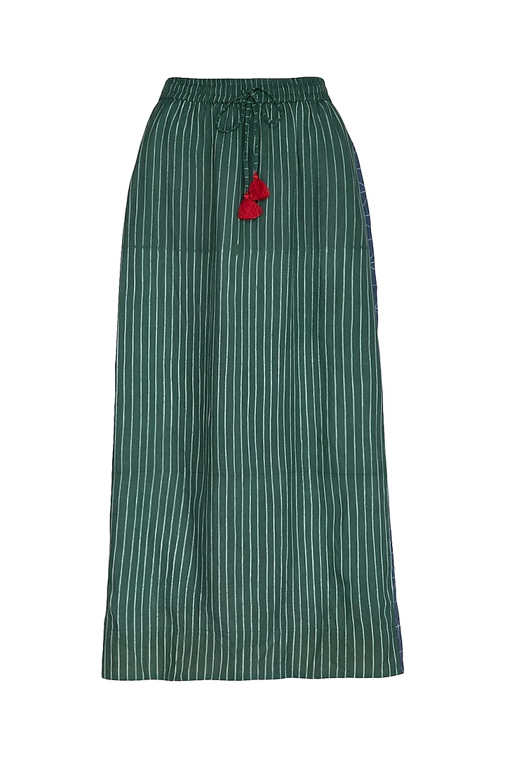 Emerald Green Side Pleated Skirt by Ka-Sha