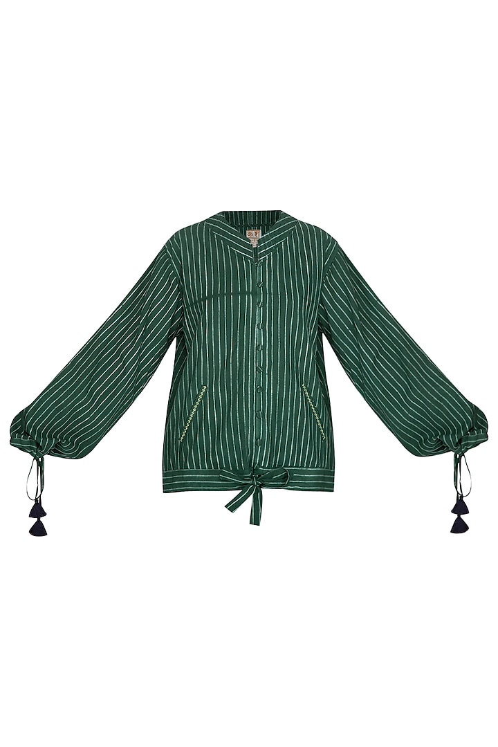Emerald Green Stitch Dye Bomber Jacket by Ka-Sha