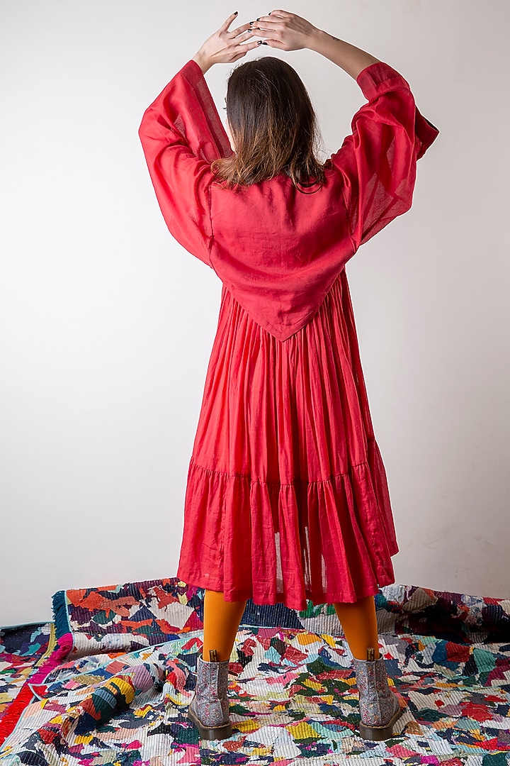 Tomato Red Double Layered Summer Dress by Ka-Sha at Pernia's Pop Up Shop