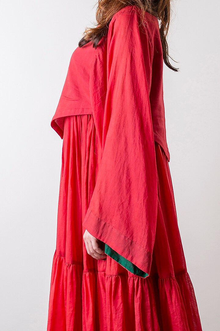 Tomato Red Double Layered Summer Dress by Ka-Sha at Pernia's Pop Up Shop