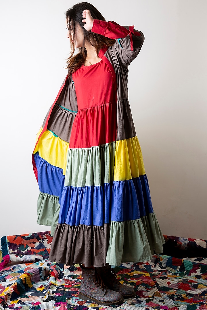 Multi Colored Hand Dyed Tiered Dress by Ka-Sha