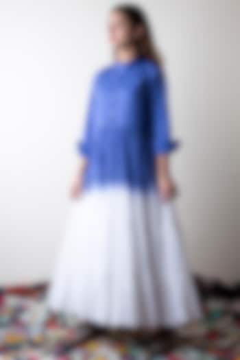 Sapphire Blue Hand Dyed Shirt Dress by Ka-Sha