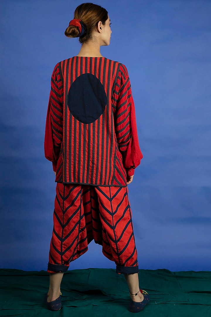 Bright Red Appliques Jacket Set by Ka-Sha at Pernia's Pop Up Shop