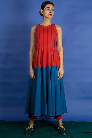 Bright Blue Panelled Dress by Ka-Sha